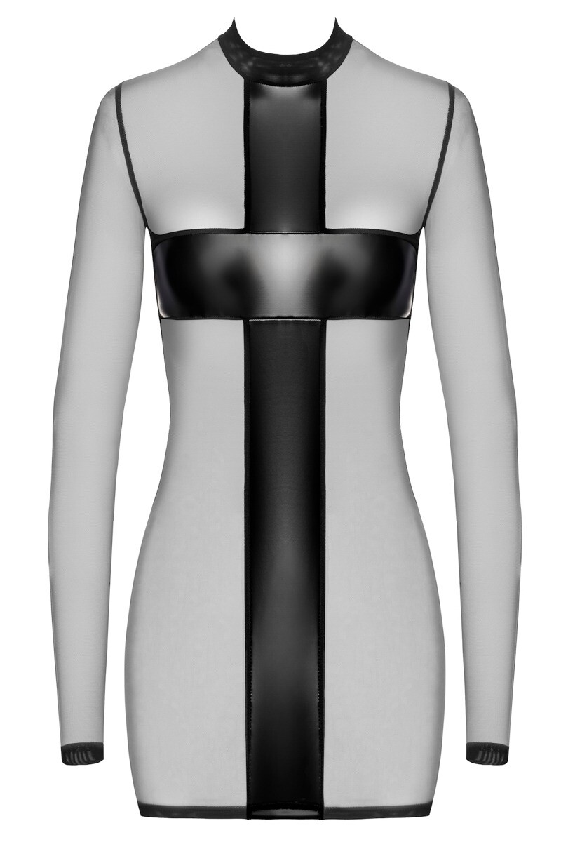 Čierne priesvitné mini šaty Crossfire Mesh