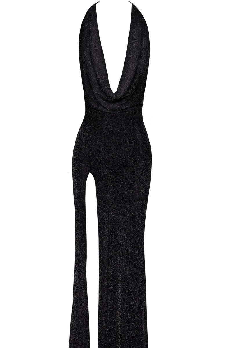 Čierne dlhé šaty Onyx Liquid