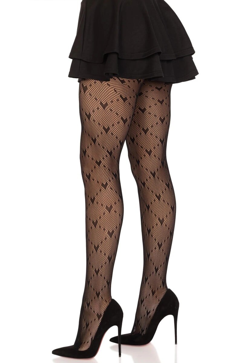 Čierne pančuchy so srdiečkami 9704