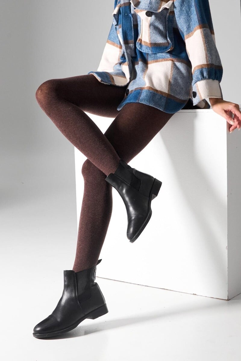 Hnedé bavlnené pančuchy s prímesou vlny 602 Cotton Legs 110den