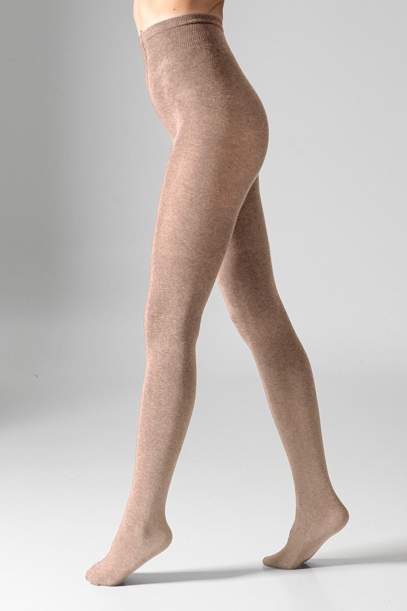 Béžové bavlnené pančuchy s prímesou vlny 602 Cotton Legs 110den