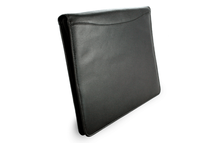 Čierna kožená zipsová spisovka A4 119-0358-60