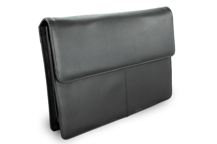Čierna kožená spisovka s poklopom 116-2414-60