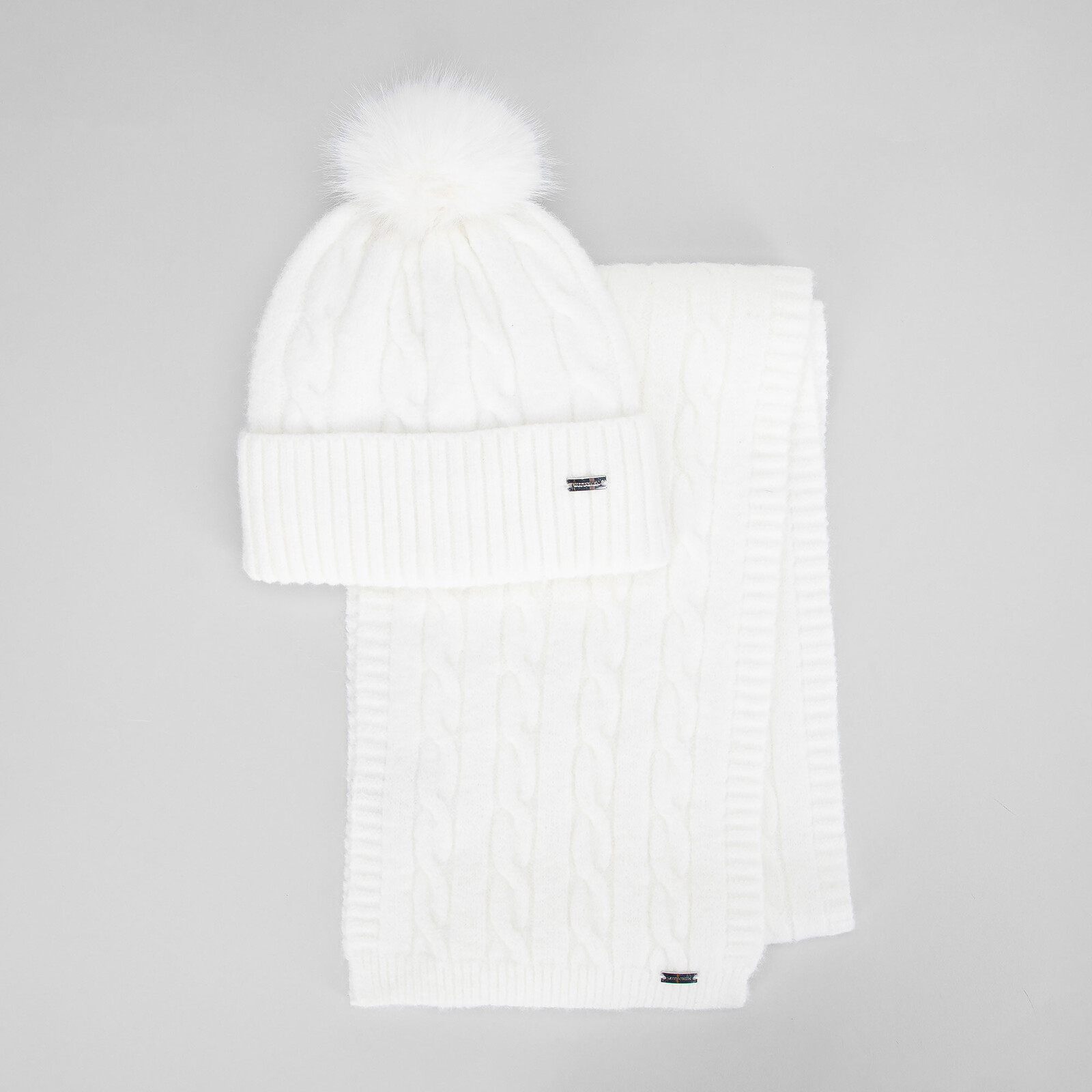 Dámsky set biela čiapka a šál 101-SF-021-0