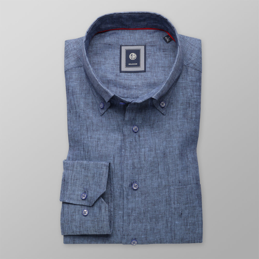 Košeľa klasická modrá prírodný ľan (výška 176 - 182 a 188 - 194) 10888