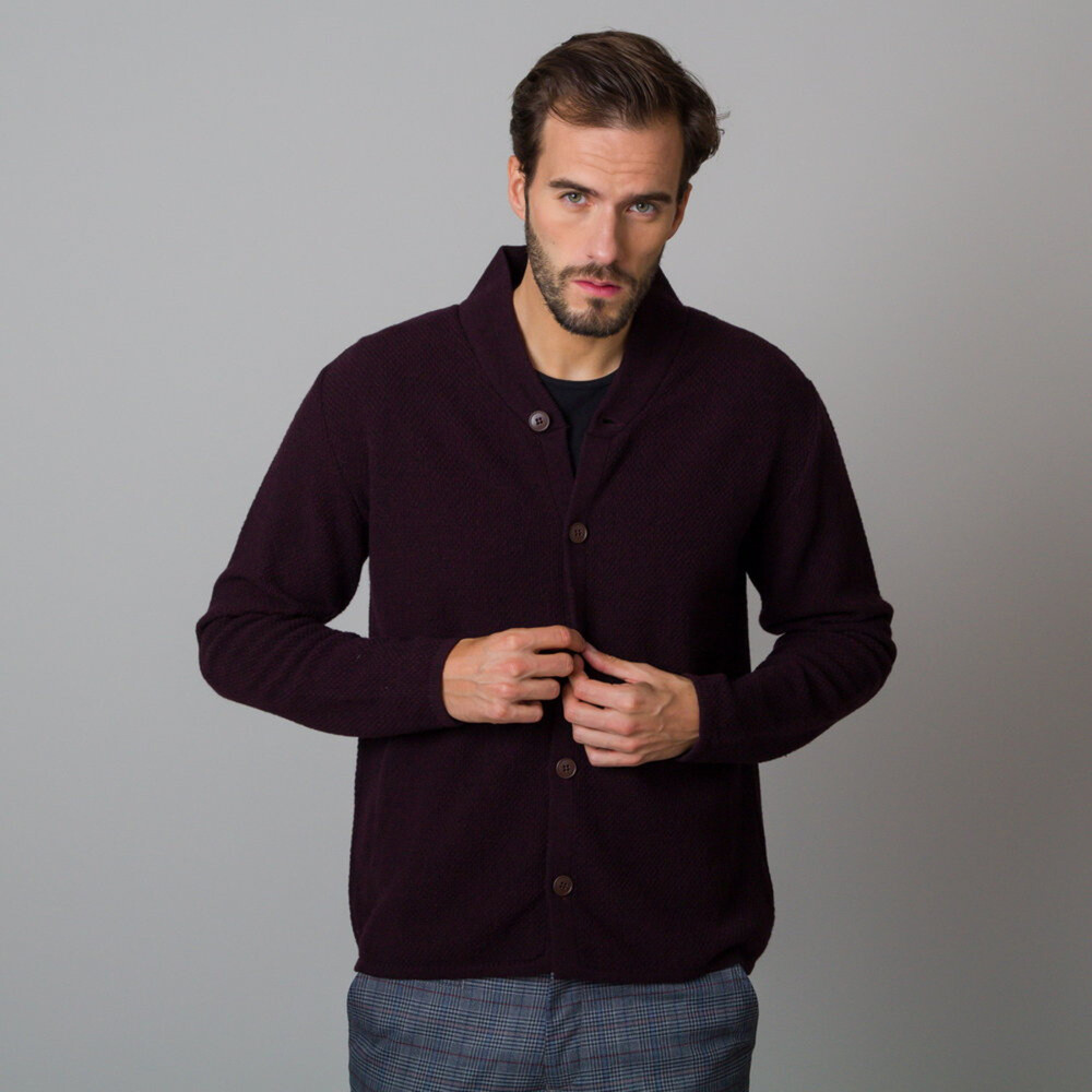 Pánsky vlnený sveter v bordovej farbe 12113