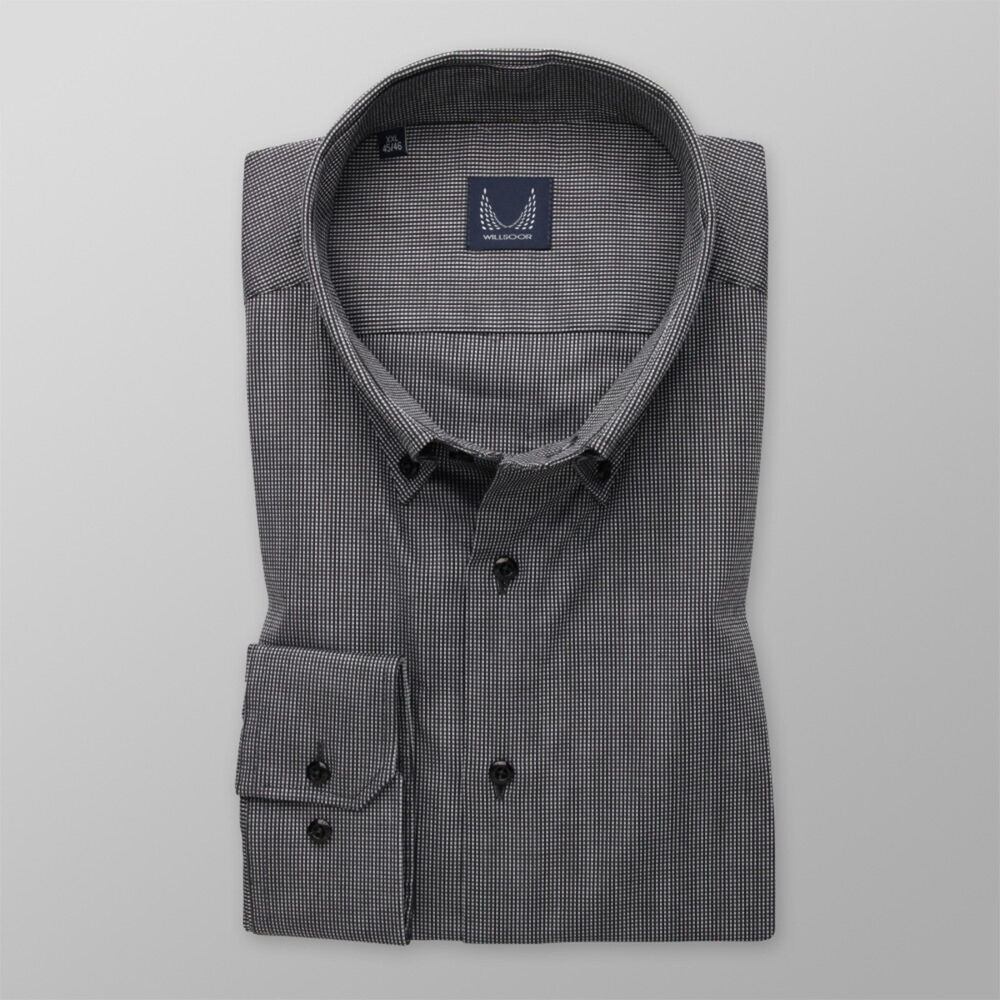 Pánska slim fit košeľa bielej farby s jemným čiernym vzorom 14655