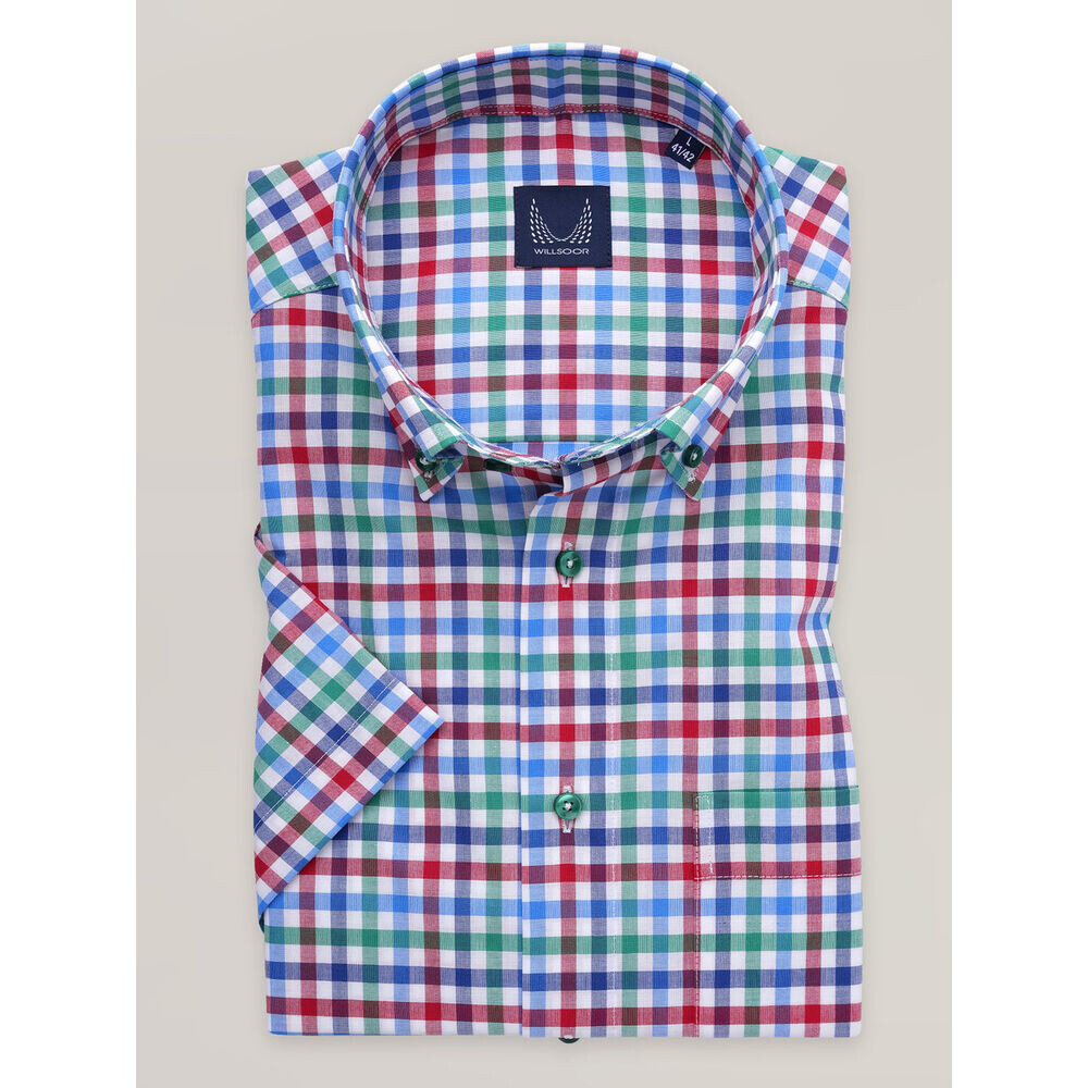 Pánska klasická bavlnená košeľa s farebným károvaným vzorom 16905