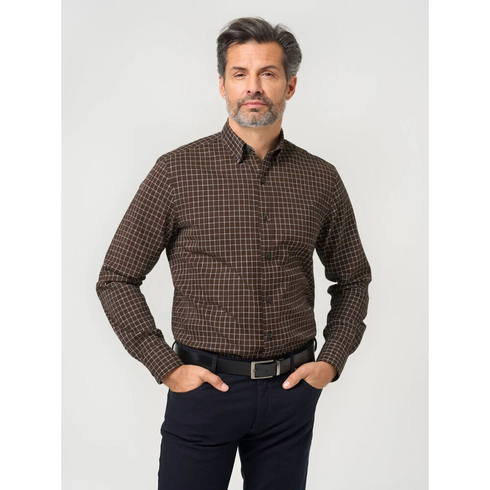 Pánska košeľa slim fit v bielej farbe s golierom na gombíky 18304