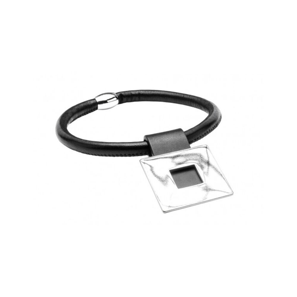 Kožený choker náhrdelník s lesklým visiacim štvorcom 18428