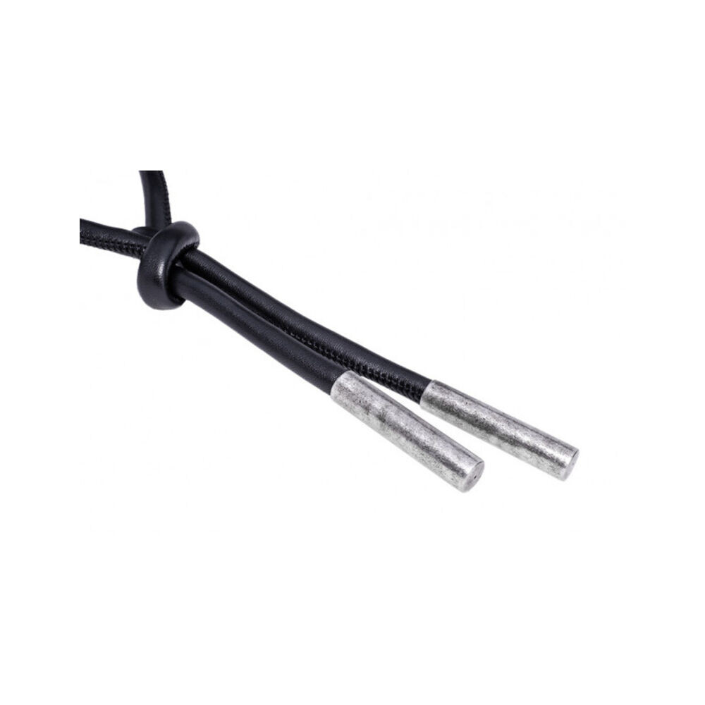 Kožený náhrdelník dámsky s dvoma príveskami - matnými valčekmi 18442