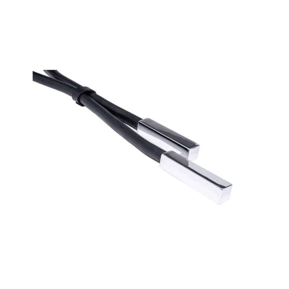 Kožený náhrdelník dámsky s dvoma príveskami - lesklými hranolmi 18443