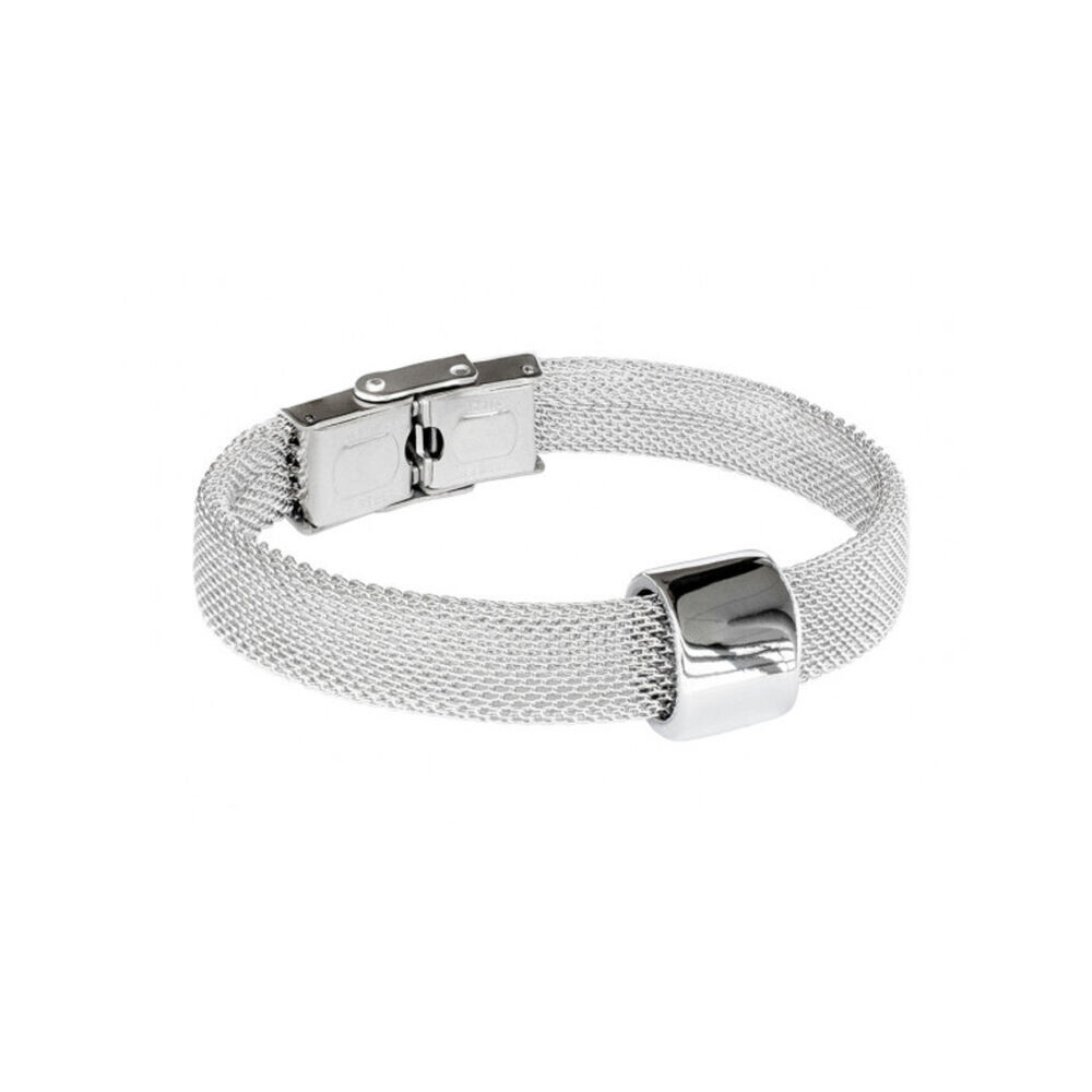 Náramok z chirurgickej ocele dámsky s lesklým kovovým krúžkom 18552