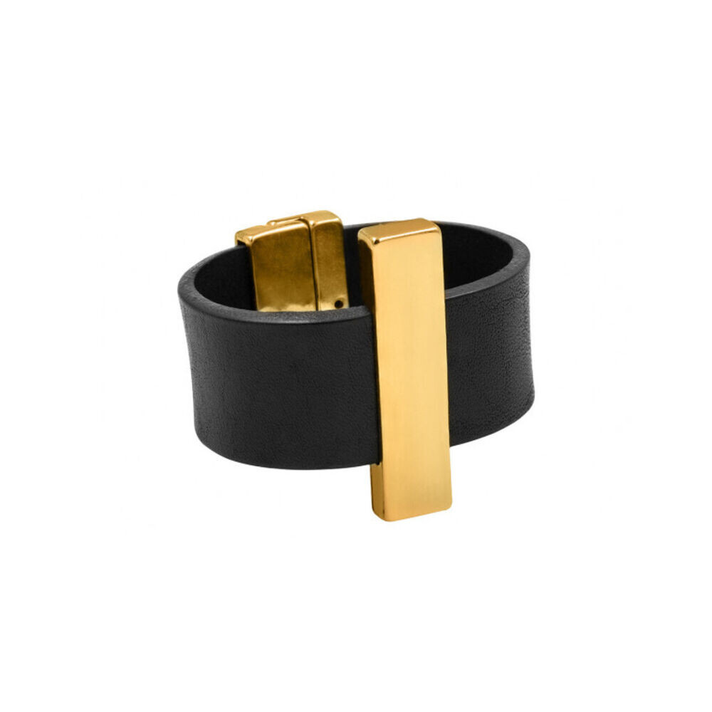 Dámsky kožený náramok s pozlátenými prvkami 18564