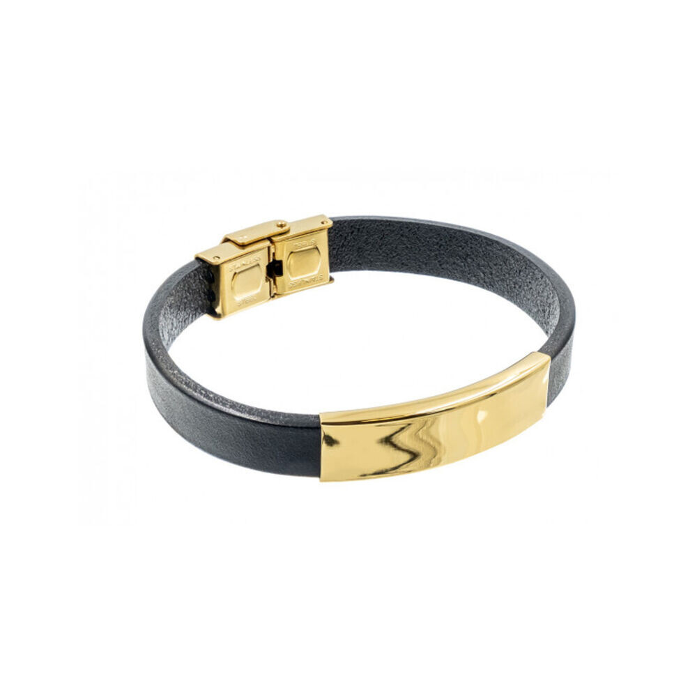 Kožený náramok dámsky s dlhým pozláteným kovovým prvkom 18610