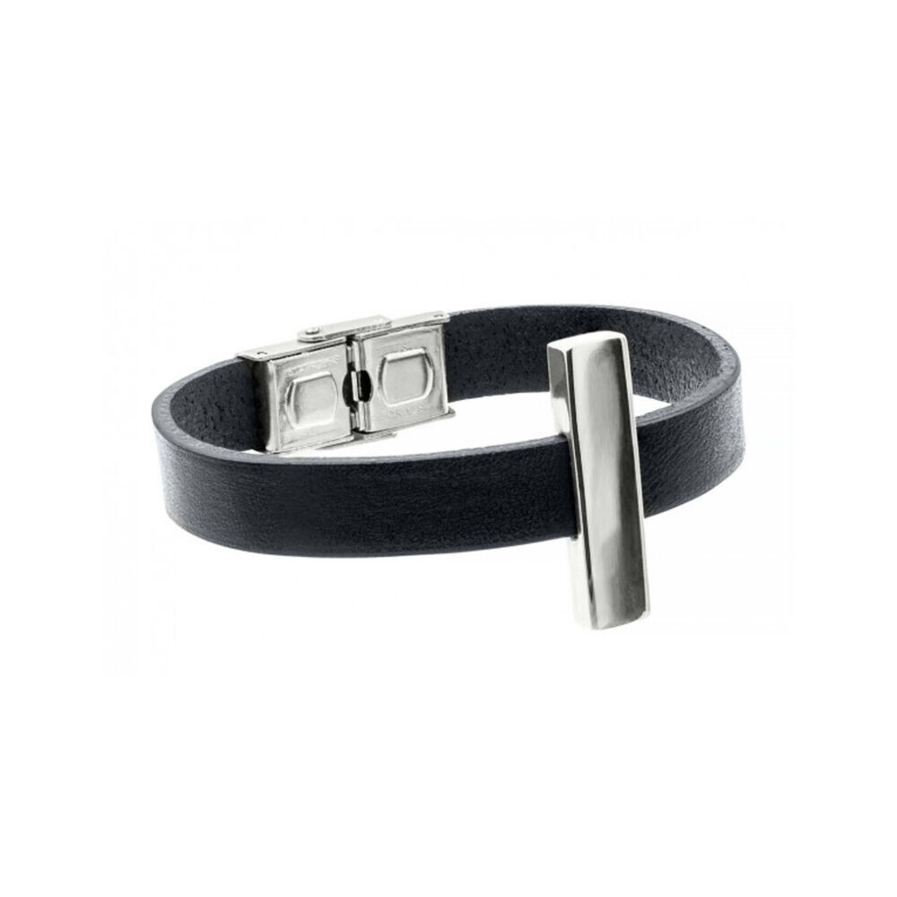 Kožený náramok s lesklým kovovým obdĺžnikom 18629