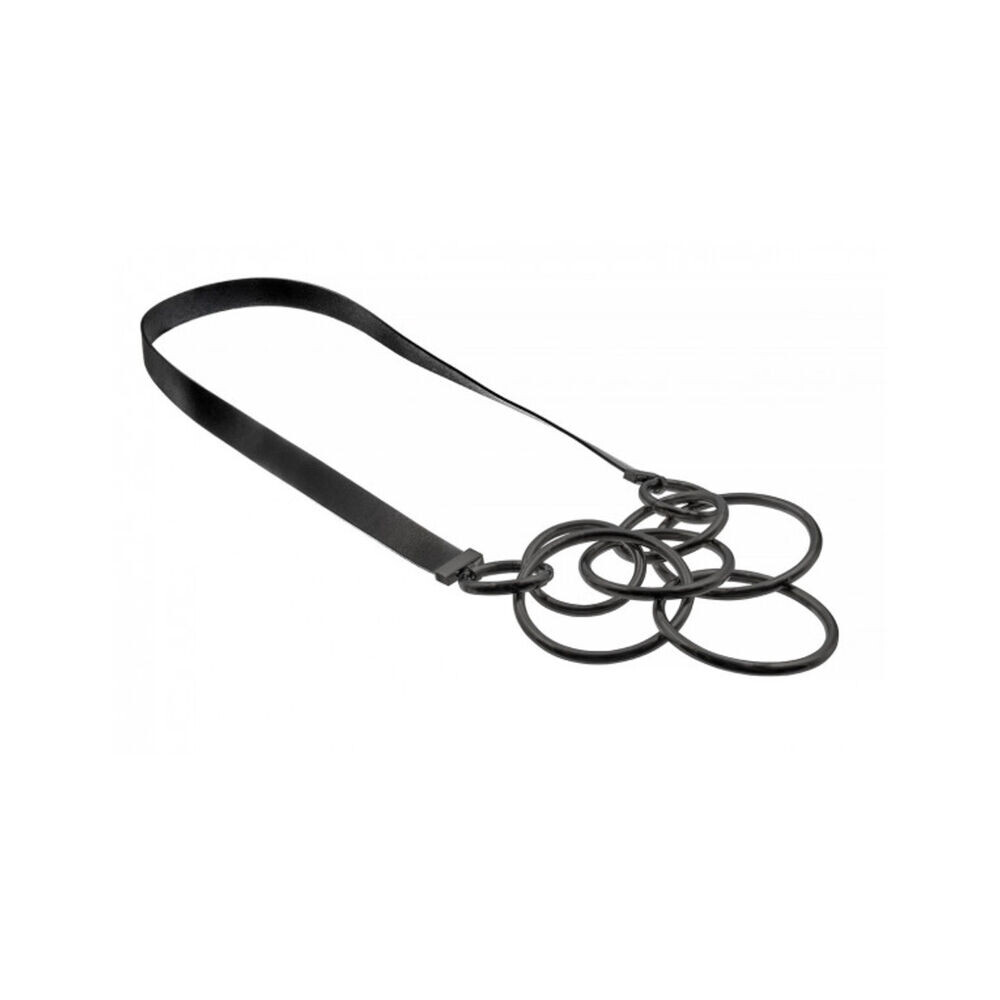 Čierny náhrdelník z kože a chirurgickej ocele 18683