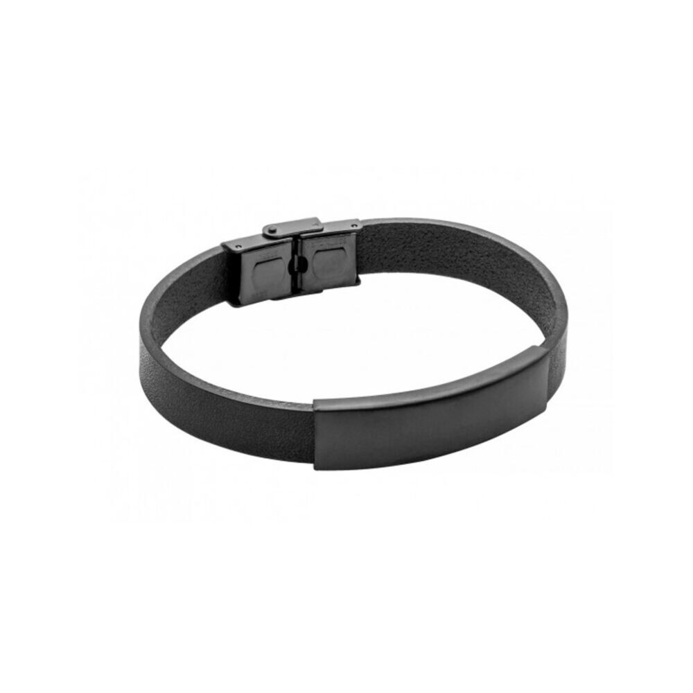 Náramok z kože s dlhým čiernym kovovým prvkom 18699