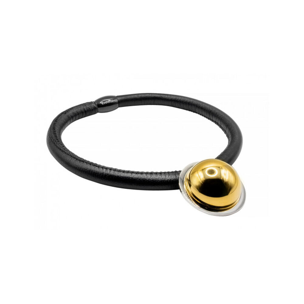 Kožený choker náhrdelník s neobvyklou zlatou guľôčkou 18705