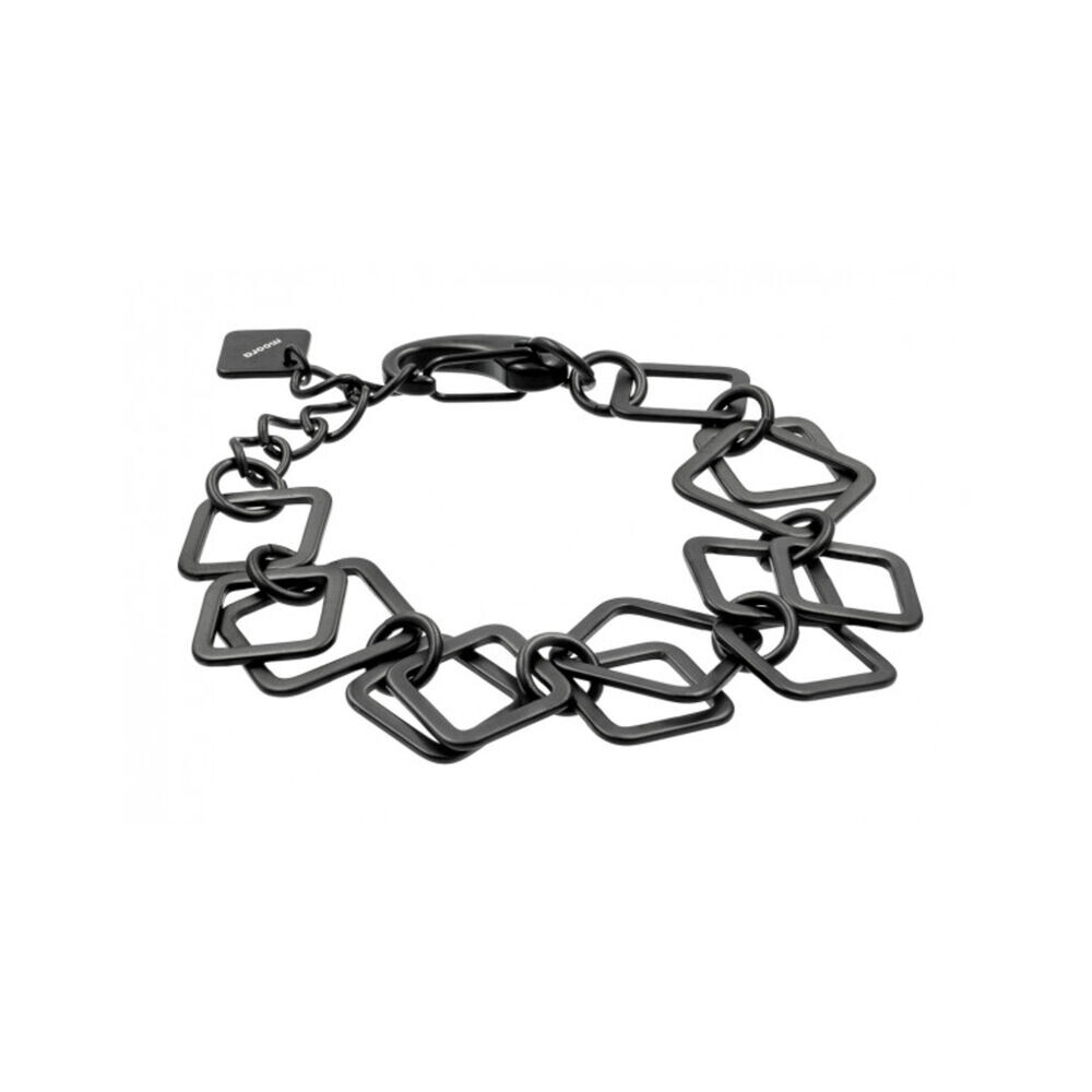 Čierny 3D náramok so štvorcami z chirurgickej ocele 18759