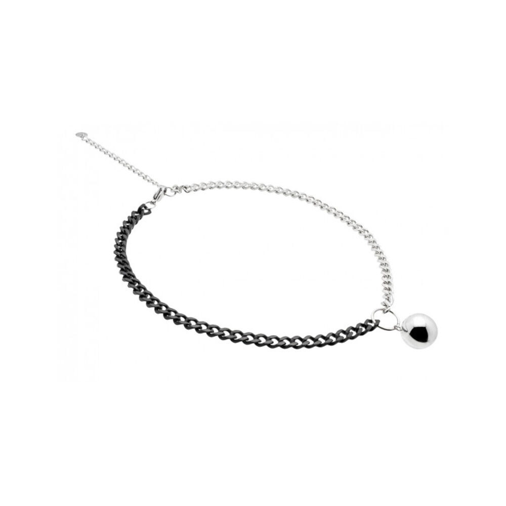 Strieborno-čierny minimalistický náhrdelník s guľôčkou 18760