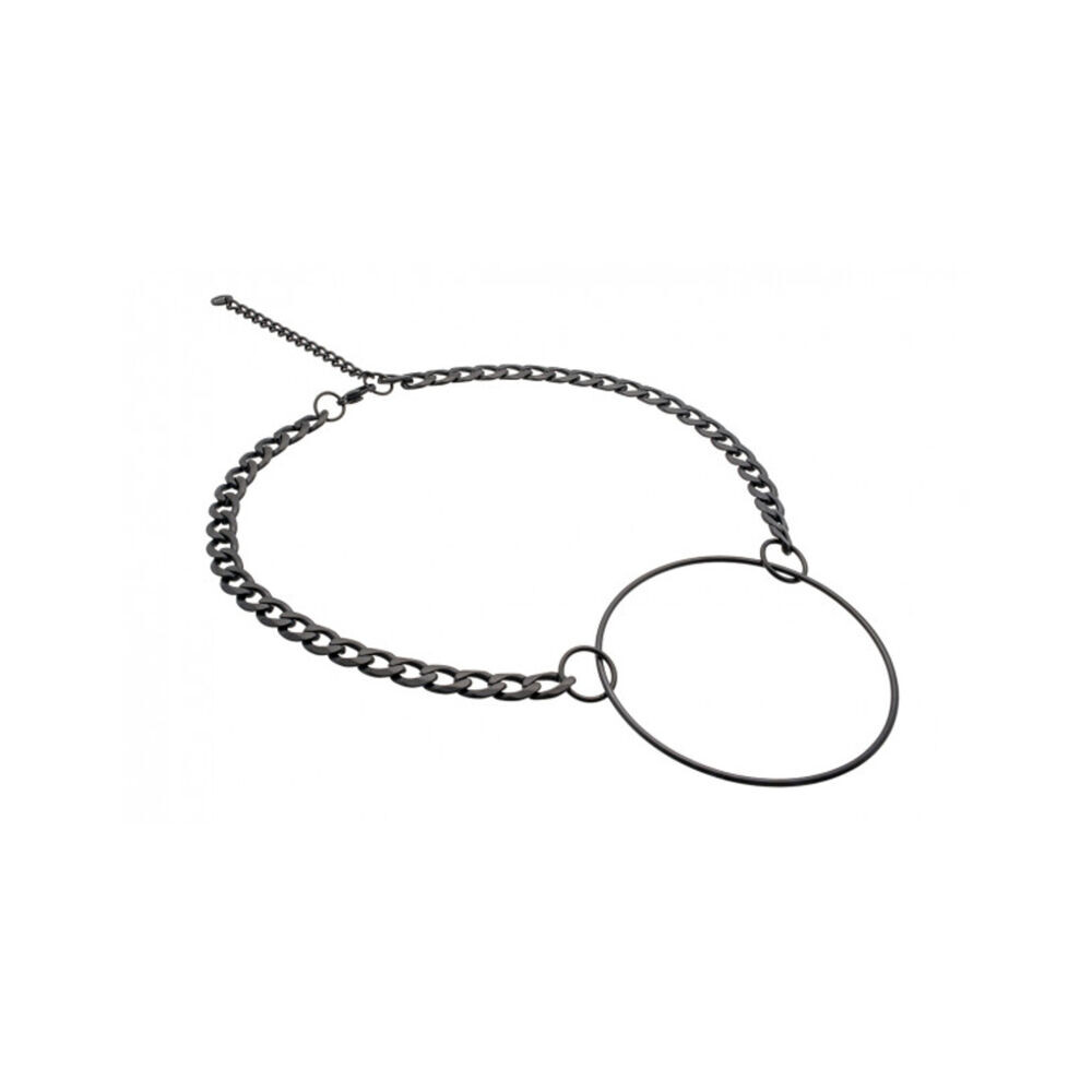 Dámsky čierny minimalistický náhrdelník s kruhom 18778
