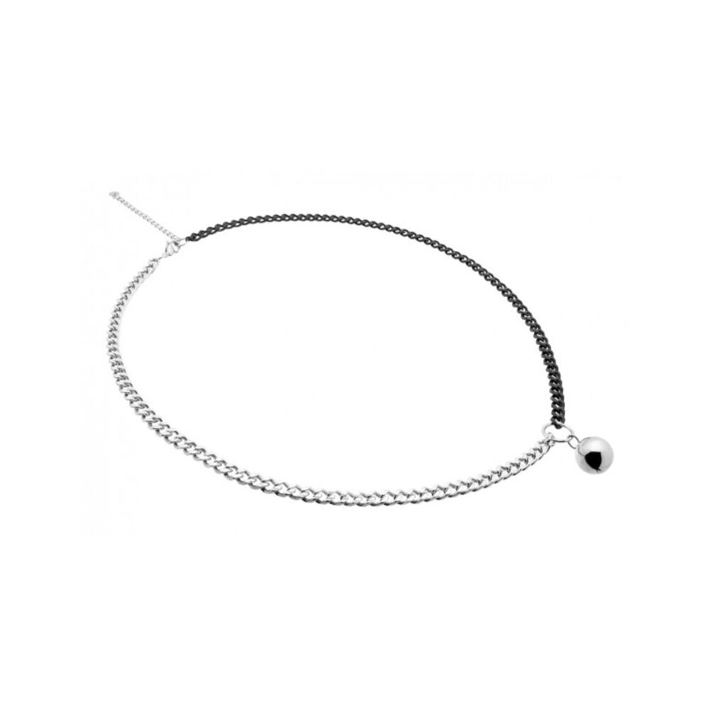 Dámsky strieborno-čierny minimalistický náhrdelník s guľôčkou 18779