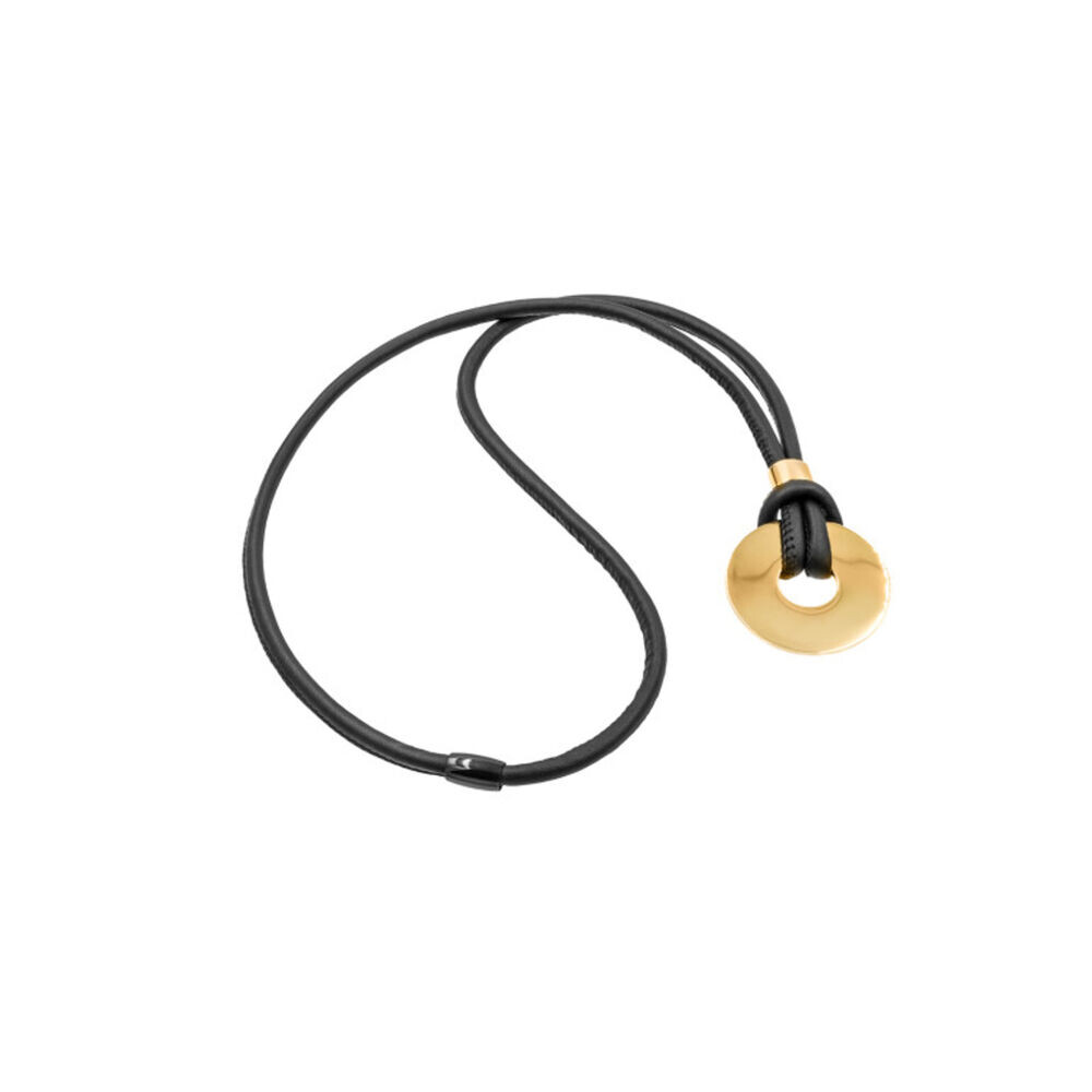 Dámsky dlhý kožený náhrdelník s veľkým príveskom 18823