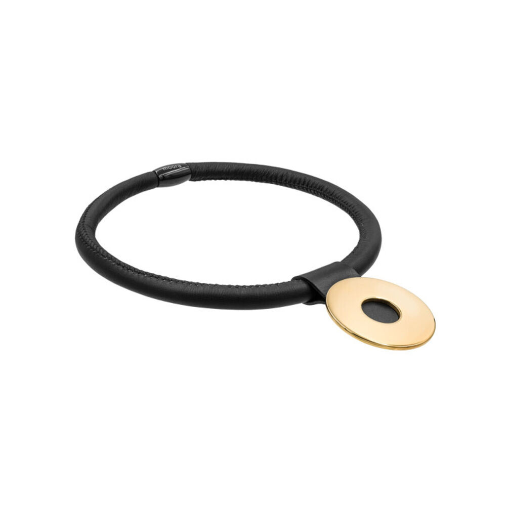 Choker náhrdelník s veľkým príveskom - pozláteným kruhom 18824