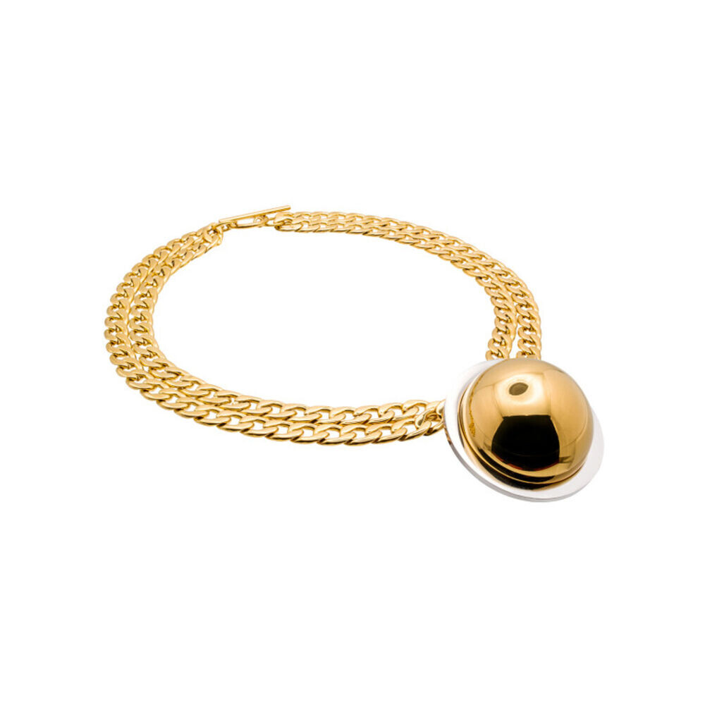 Dámsky retiazkový náhrdelník s lesklou pozlátenou guľôčkou 188863