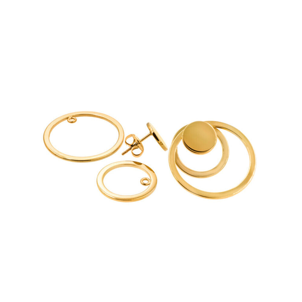 Súprava okrúhlych náušníc 3v1 z pozlátenej chirurgickej ocele 18893