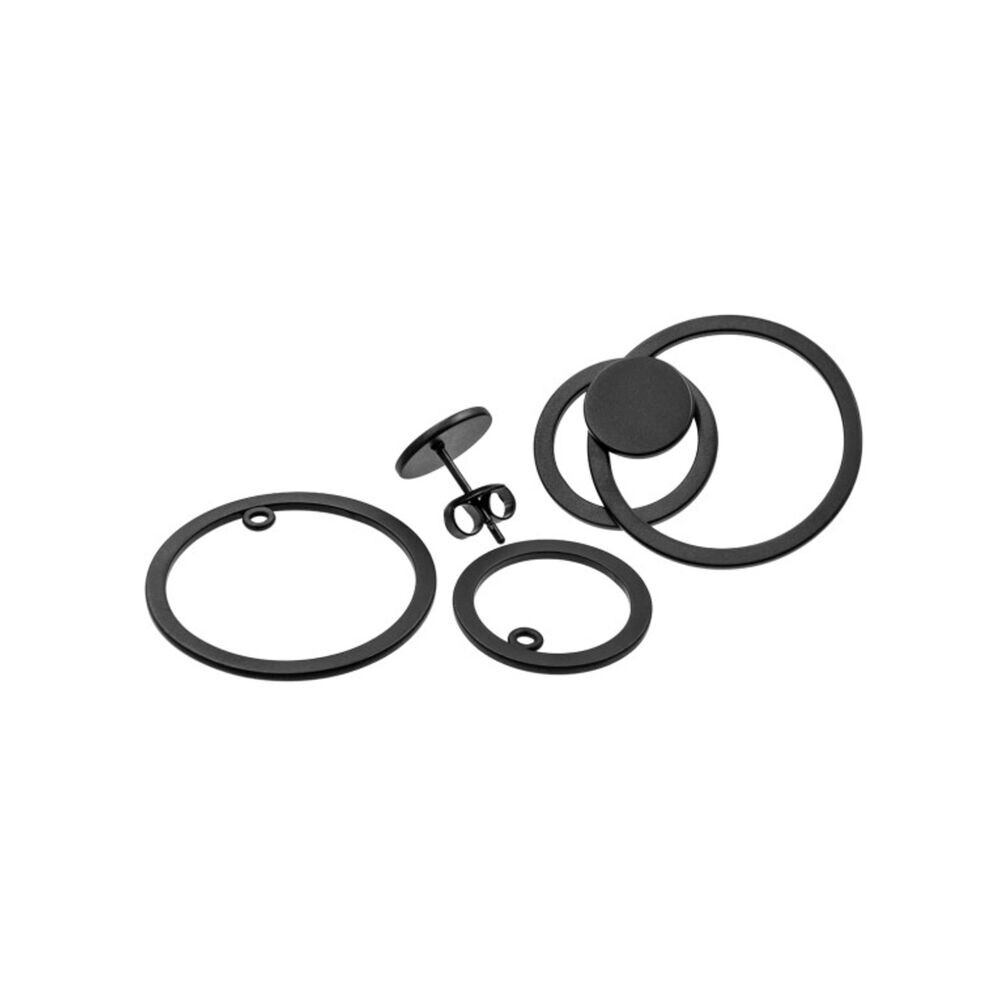 Súprava okrúhlych náušníc 3v1 z čiernej chirurgickej ocele 18894