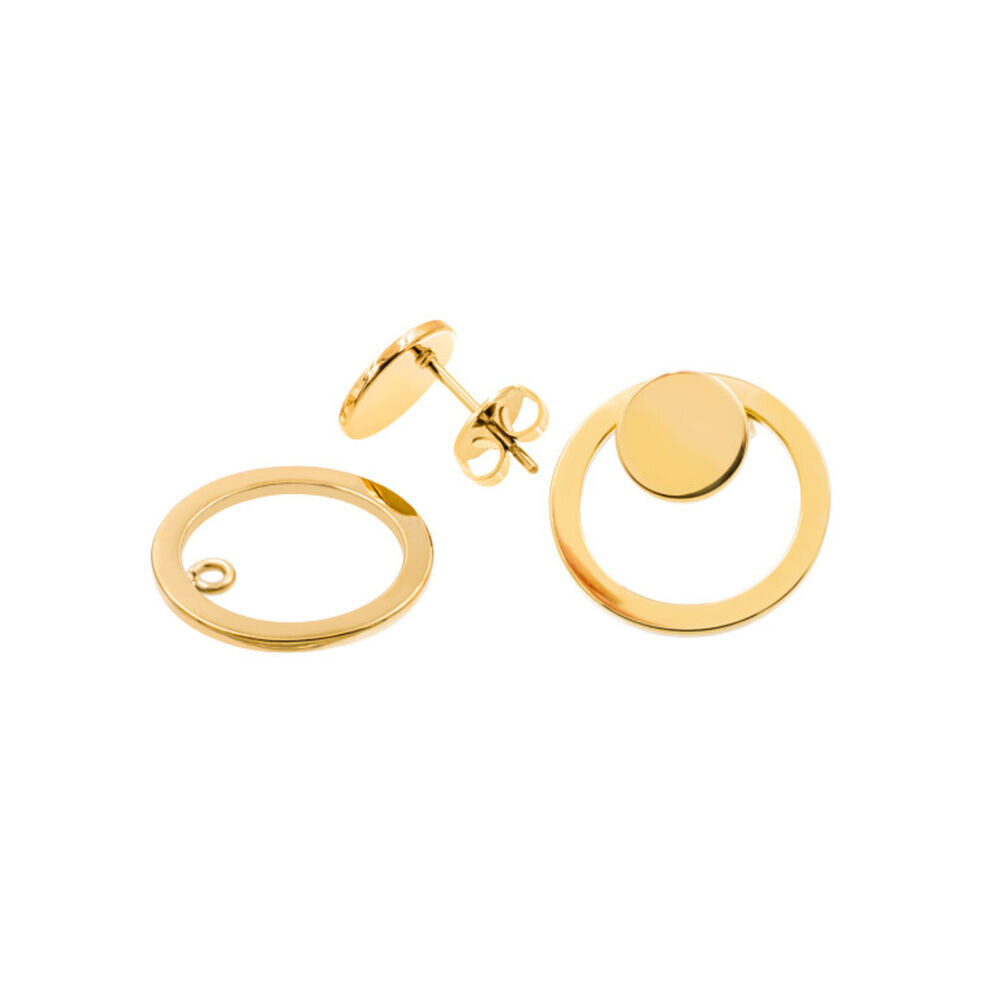 Sada menších okrúhlych náušníc 2v1 z pozlátenej chirurgickej ocele 18902