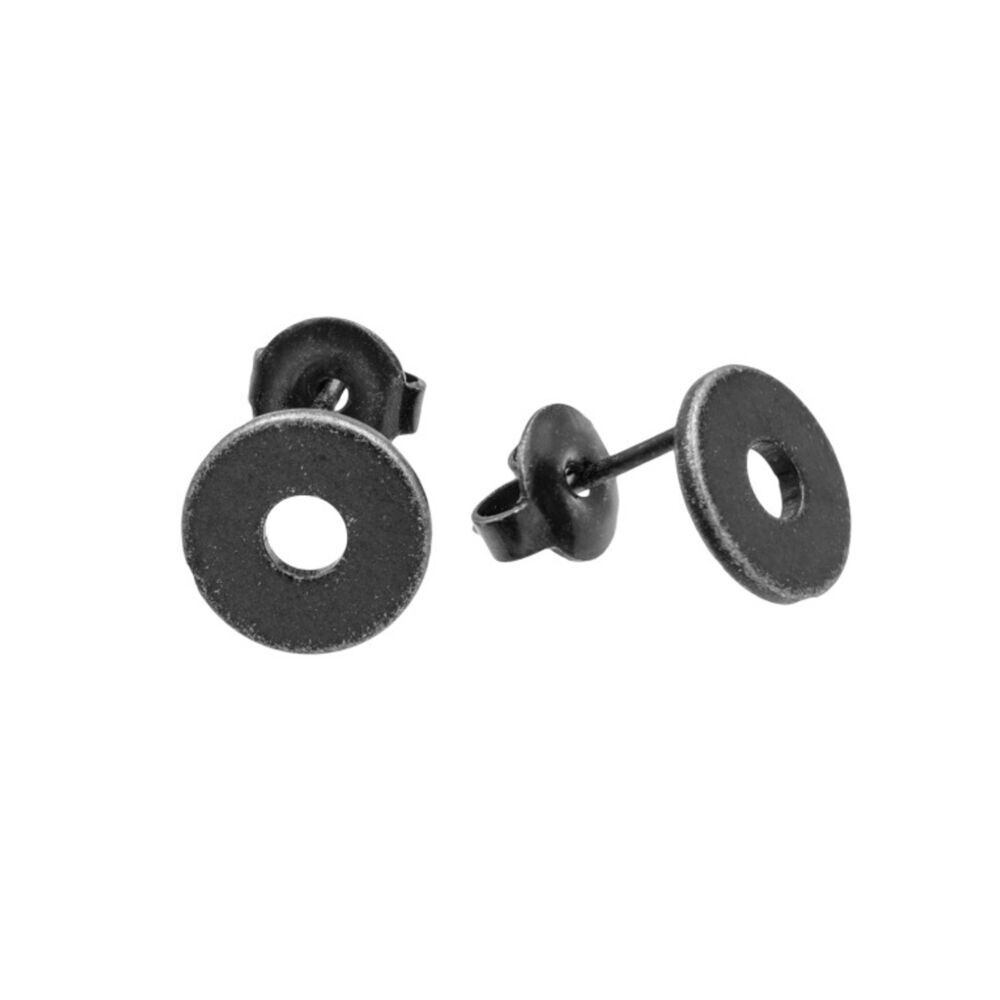 Kruhové náušnice pecky z čiernej chirurgickej ocele 18949