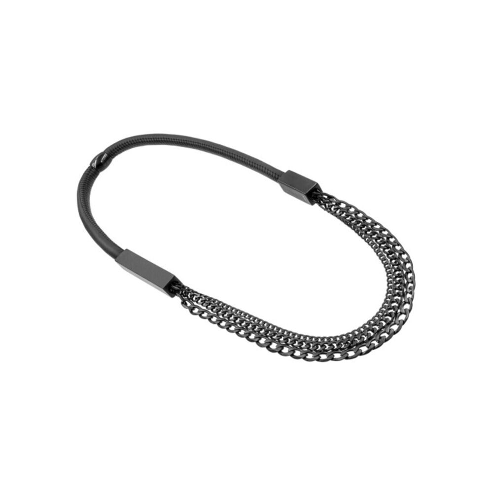 Náhrdelník z chirurgickej ocele a kože 18964