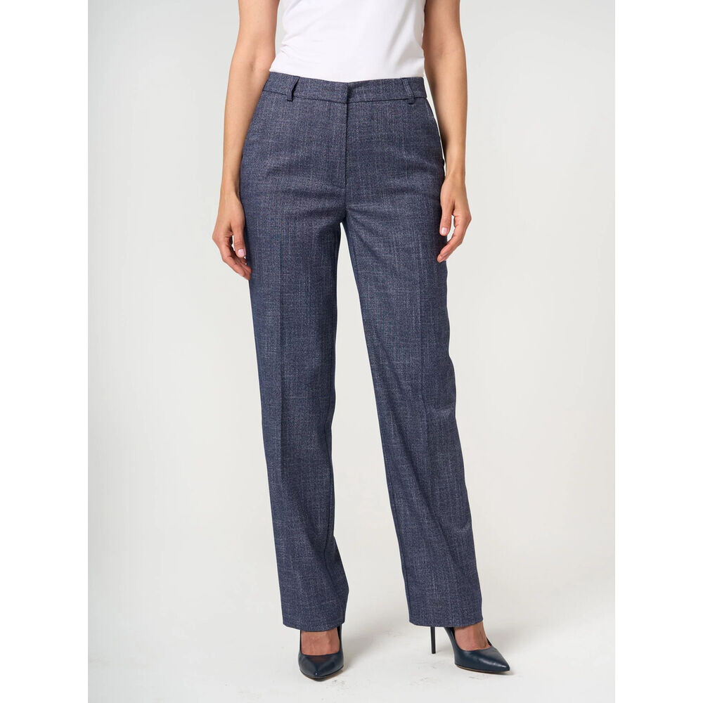 Elegantné dámske nohavice tmavomodré v melírovanom vzore 19125