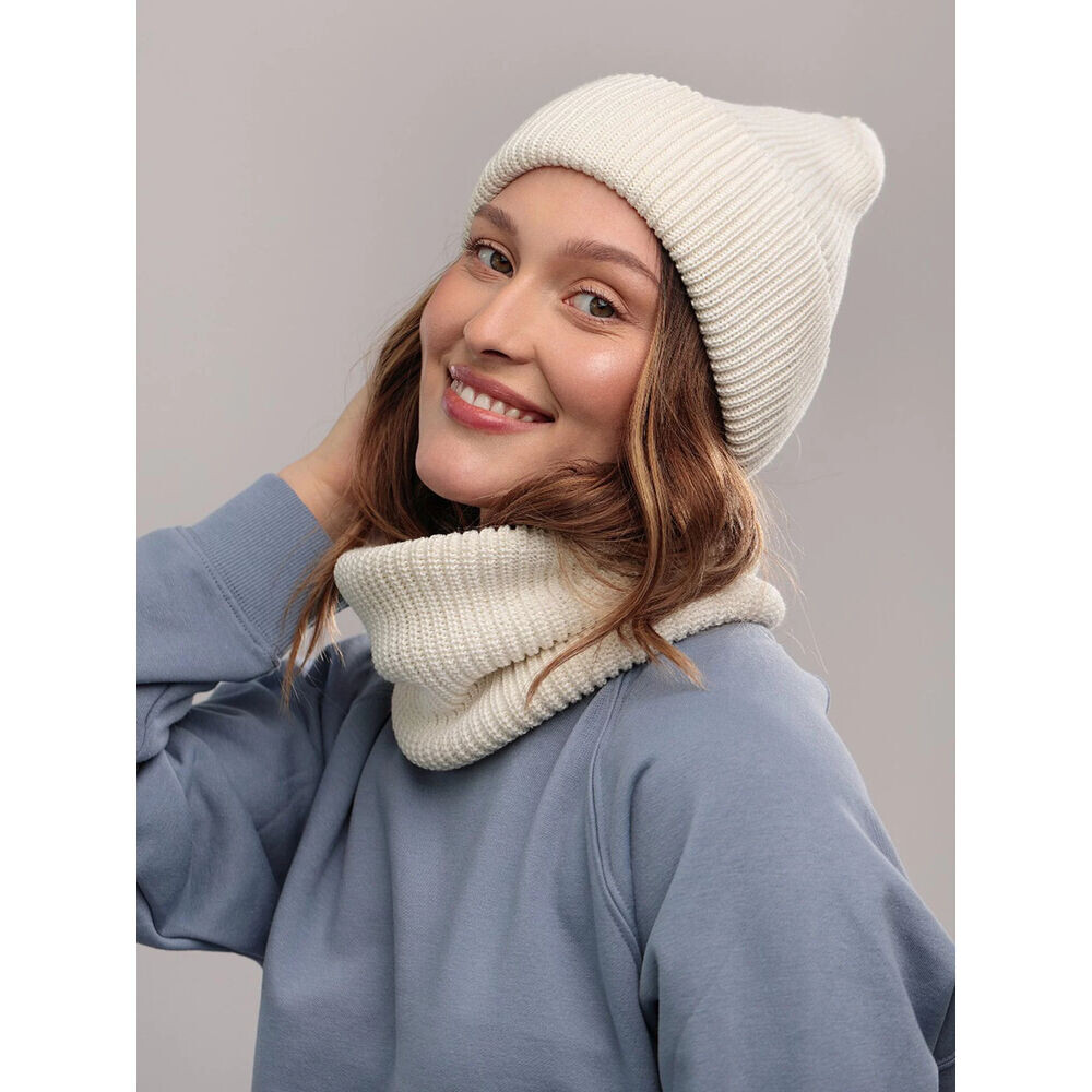 Dámsky zimný set - čiapka a komínový šál béžový 19225