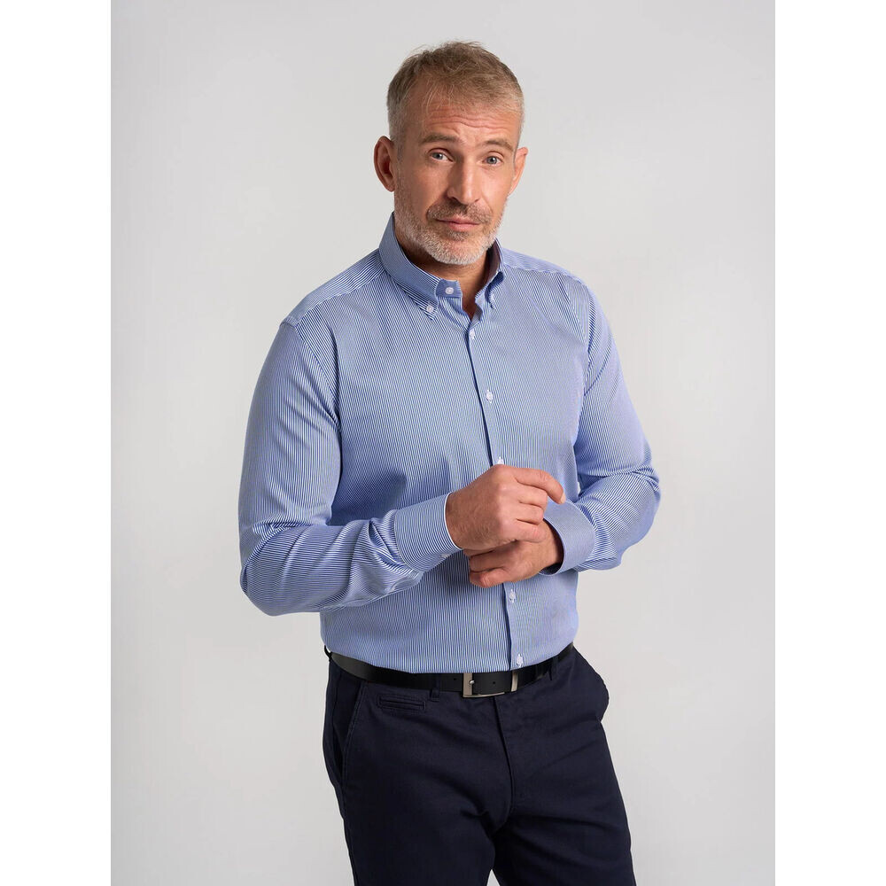 Pánska košeľa slim fit svetlomodrá s kockovaným vzorom 19298