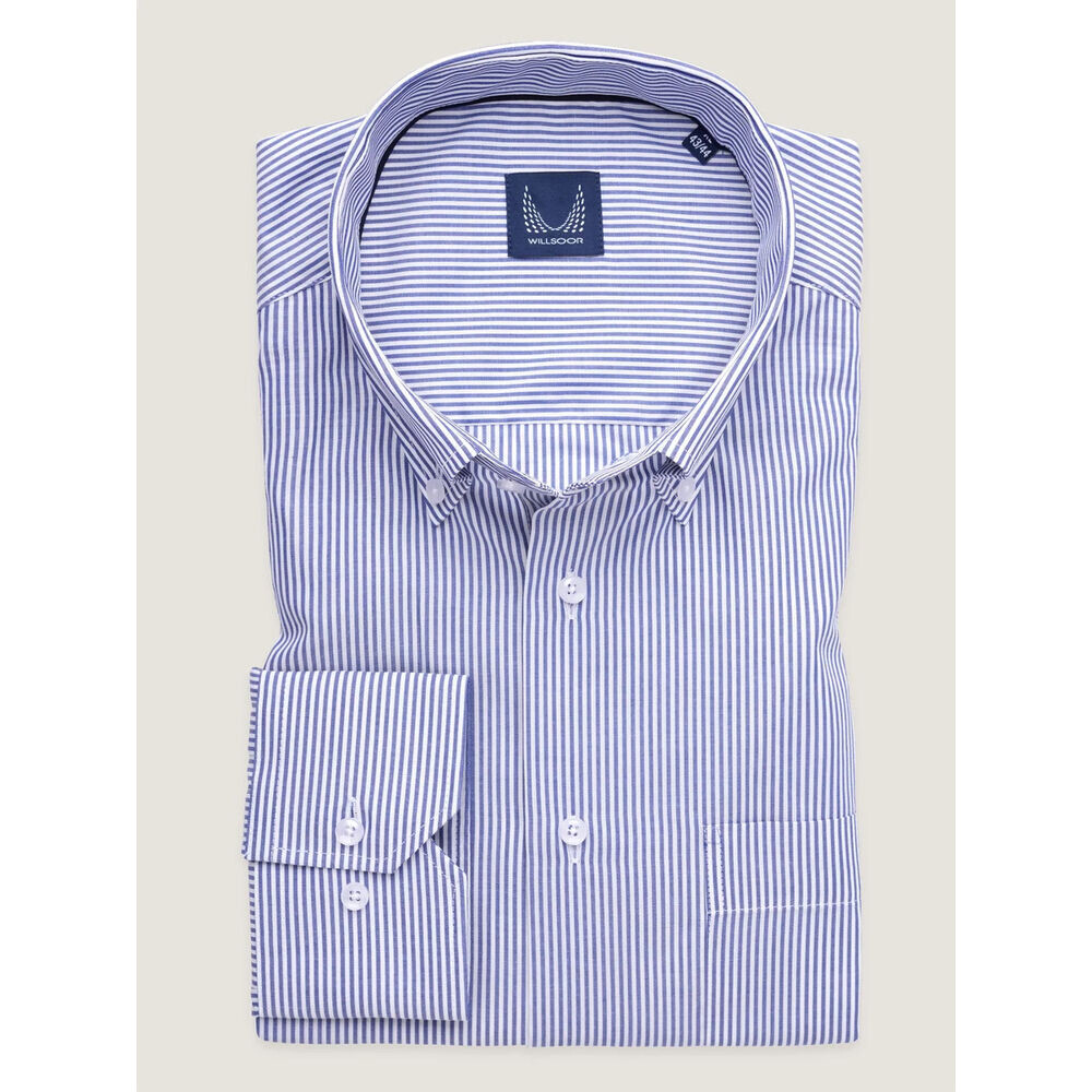 Pánska košeľa slim fit s modro-bielym pruhovaným vzorom 19333