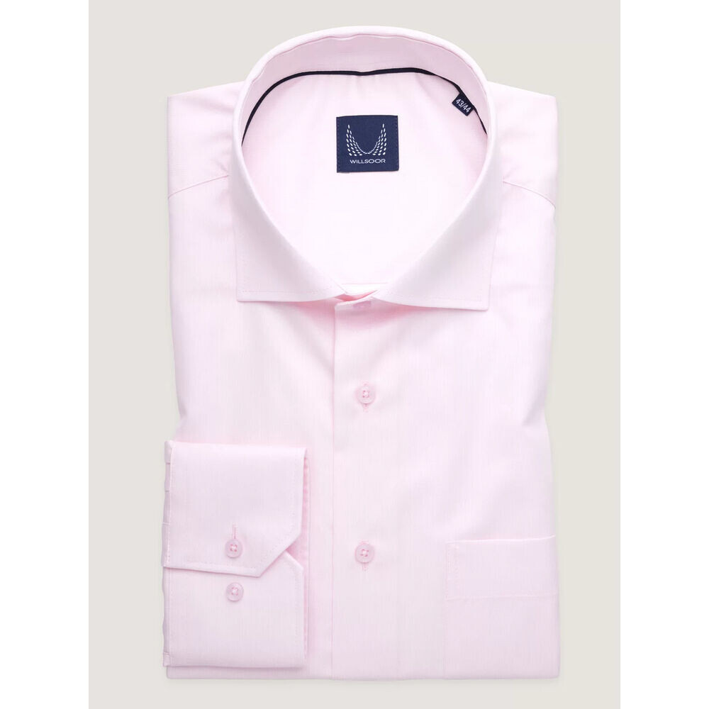 Pánska predĺžená klasická košeľa svetloružová s talianskym golierom 19358
