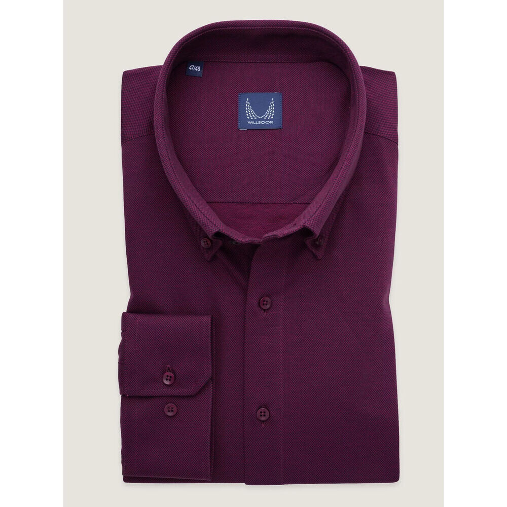 Pánska predĺžená úpletová košeľa klasická bordovej farby 19365