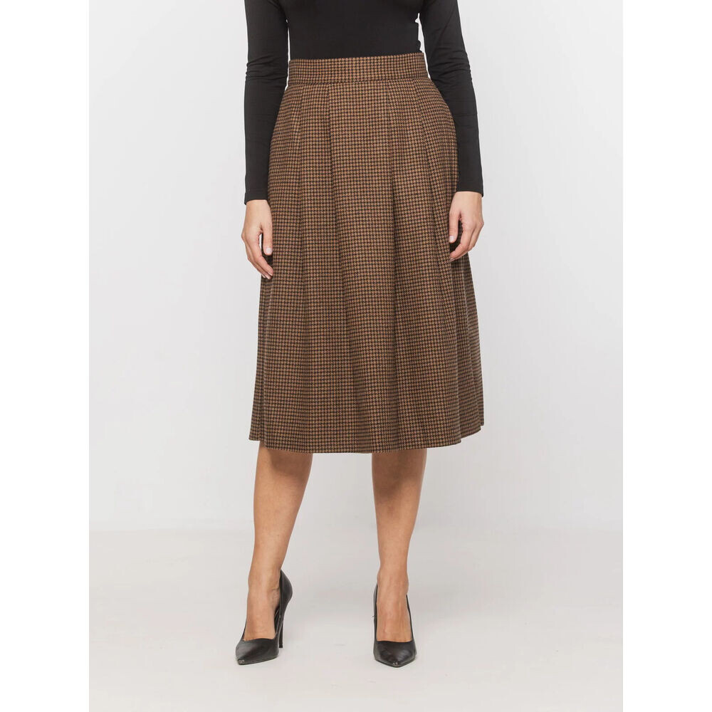 Elegantná dámska skladaná sukňa hnedej farby 19372