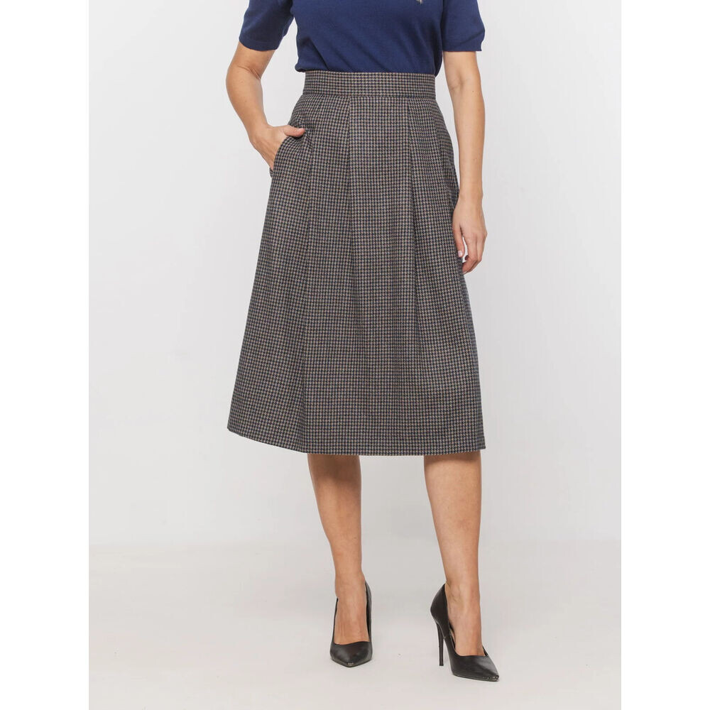 Elegantná dámska skladaná sukňa modro-béžovej farby 19373