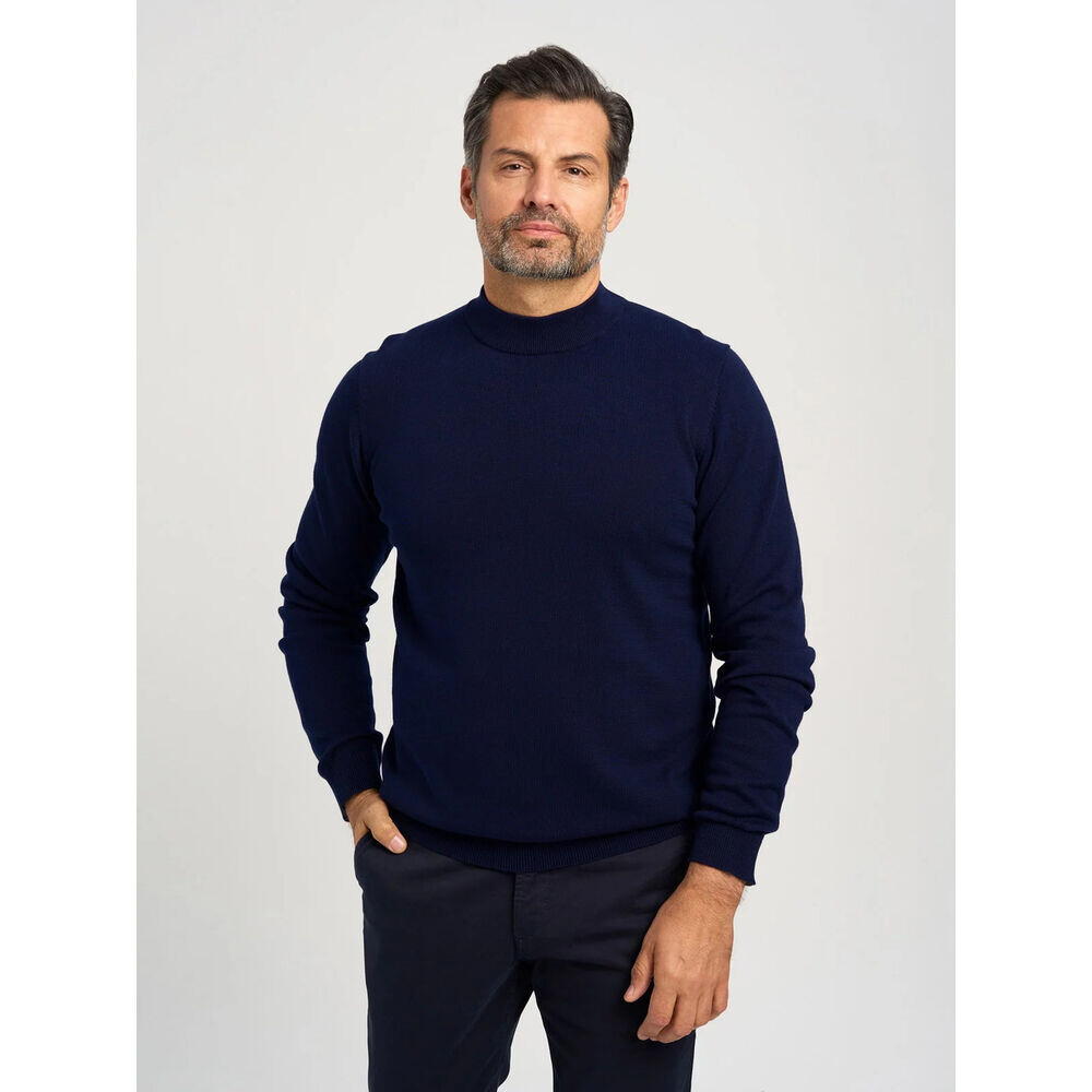 Pánsky sveter tmavomodrý s nízkym rolákom 19382