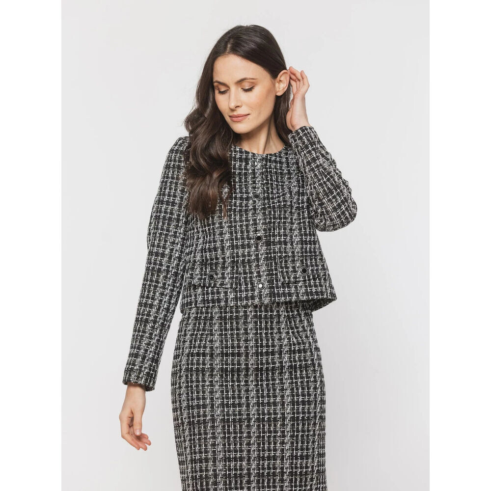 Dámske krátke sako v čierno-bielej farbe 19391