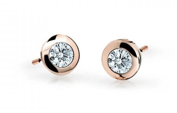 Cutie Jewellery Detské náušnice z ružového zlata C1537-30-X-4 biela