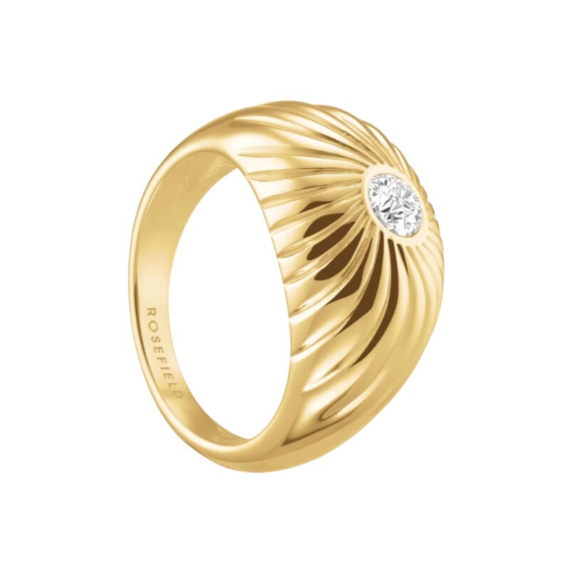 Rosefield Luxusný pozlátený prsteň z ocele s kryštálmi Solitaire JRBT 54 mm