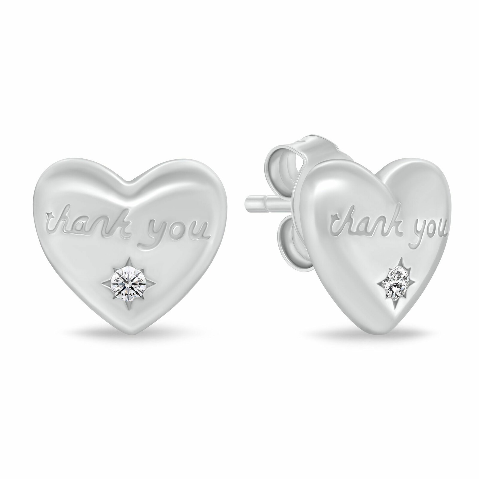 Brilio Silver Nežné strieborné náušnice so zirkónmi Srdiečka s textom EA1227W