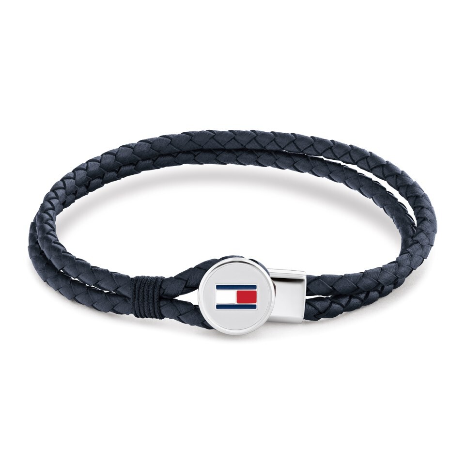 Tommy Hilfiger Moderný kožený náramok v modrej farbe 2790656 17,5 cm