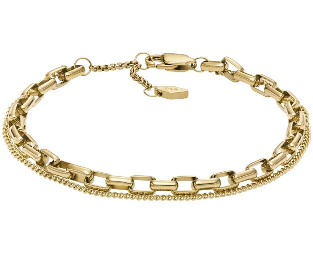 Fossil Moderný dvojitý náramok z pozlátenej ocele JOF00973710